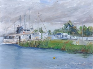 Chance Encounters of the Marine Kind at Gil Maure Park, LaSalle, On. 9 x 12  Oil on Canvas panel. $350 framed.