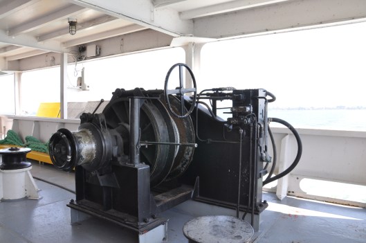 OOps!  Ship's hand chased us out of here, but not before I got this great photo of a huge winch.  They need better signage!